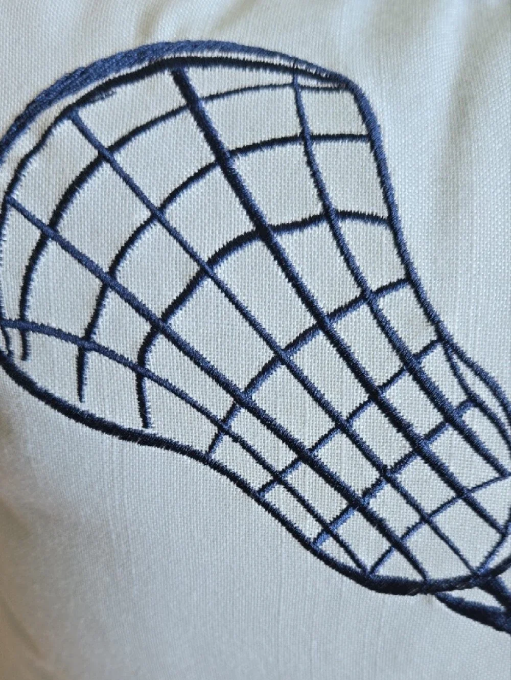 Lacrosse Embroidered Pillow with Blue Trim NEW 14x20in